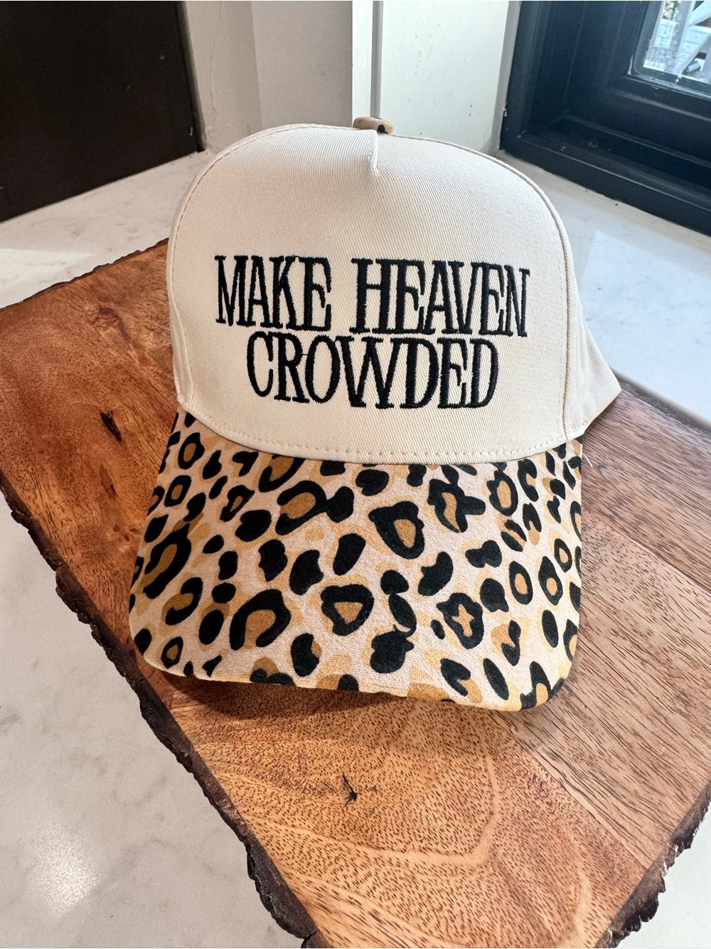MAKE HEAVEN CROWDED Beige & Leopard Print Cap